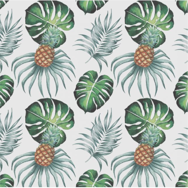 Pineapple Tropical fruit & leaf watercolor pattern (Front)