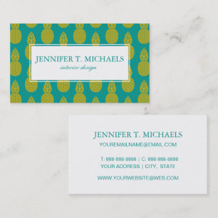 Pineapple Tropical Fruit Monogram Business Card