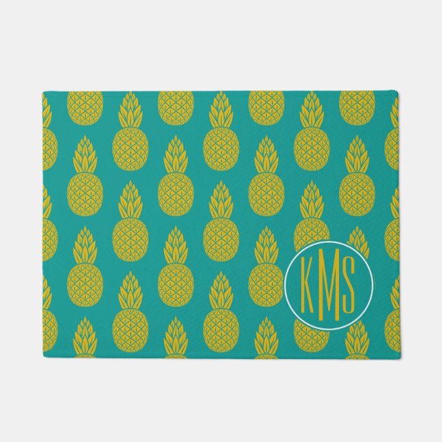 Pineapple Tropical Fruit | Monogram Doormat (Front)