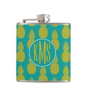 Pineapple Tropical Fruit   Monogram Hip Flask