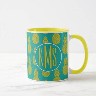 Pineapple Tropical Fruit Monogram Mug