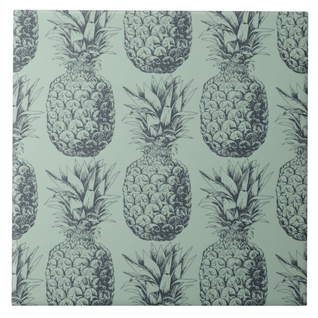 Pineapple, tropical fruit pattern design tile (Front)