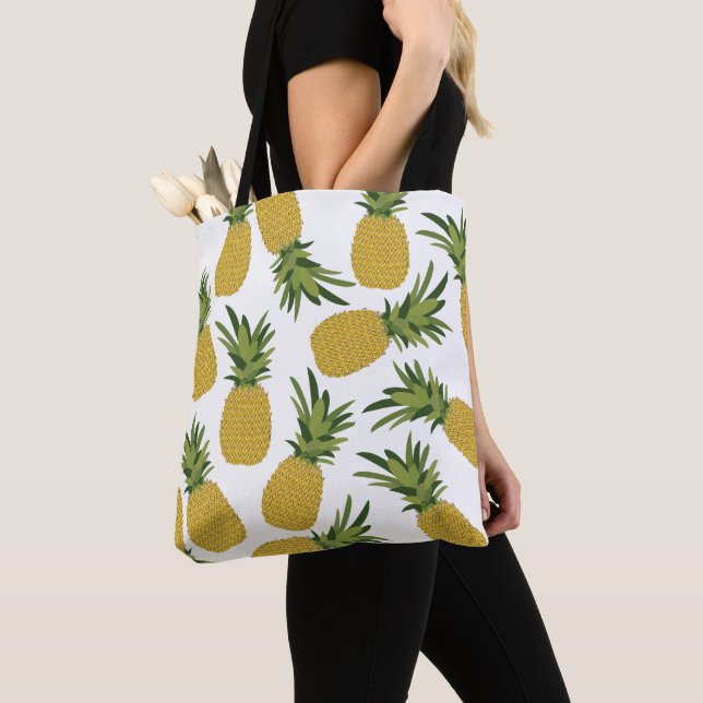 Pineapple Tropical Fruit Pattern Tote Bag (Close Up)