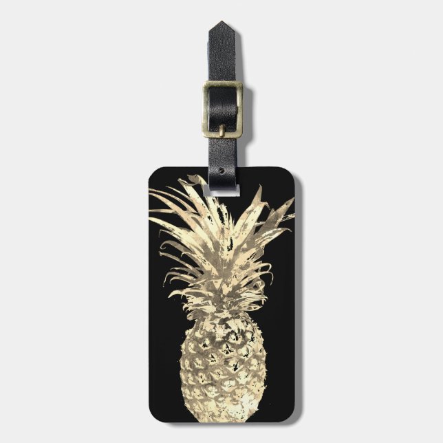 Pineapple Tropical Gold Luggage Tag (Front Vertical)