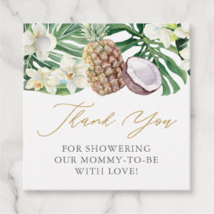Pineapple Tropical Leaves Baby Shower Thank You Favour Tags