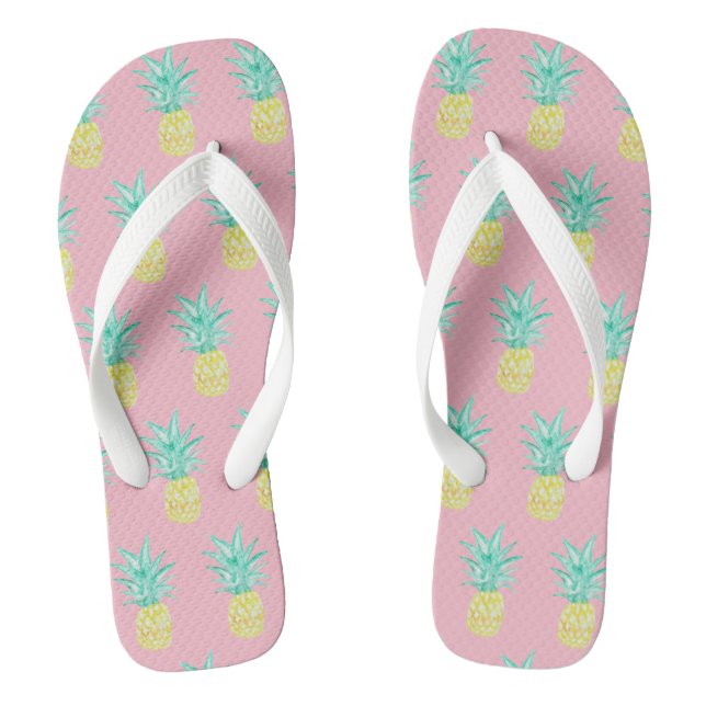 Pineapple Tropical Pink Flip Flops (Footbed)