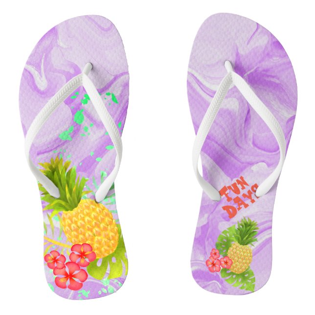 Pineapple Tropical Purple Agate Flip Flops (Footbed)