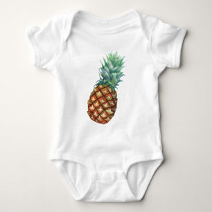 Pineapple Tropical Watercolor Jungle Palm Pattern Baby Bodysuit