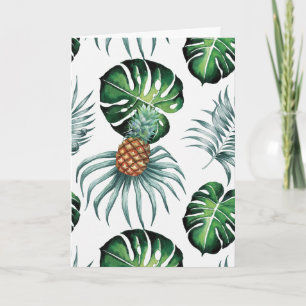 Pineapple Tropical Watercolor Jungle Palm Pattern Card