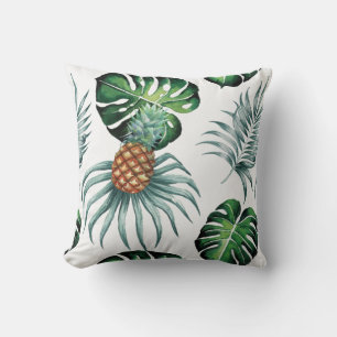 Pineapple Tropical Watercolor Jungle Palm Pattern Cushion