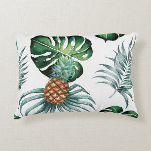Pineapple Tropical Watercolor Jungle Palm Pattern Decorative Cushion