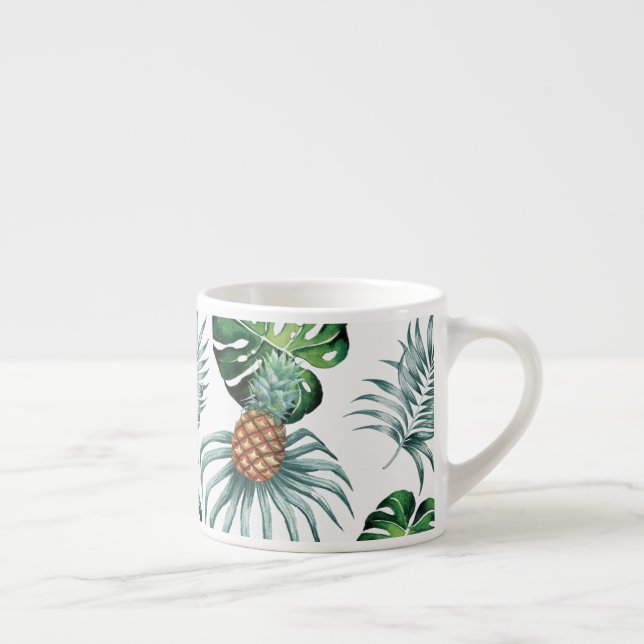 Pineapple Tropical Watercolor Jungle Palm Pattern Espresso Cup (Right)