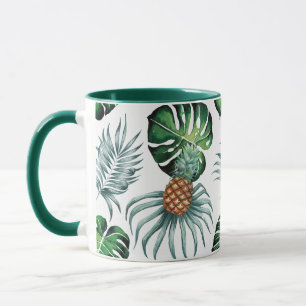 Pineapple Tropical Watercolor Jungle Palm Pattern Mug