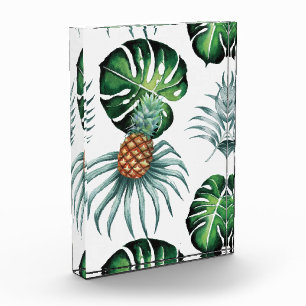 Pineapple Tropical Watercolor Jungle Palm Pattern Photo Block