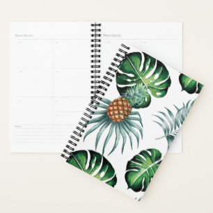 Pineapple Tropical Watercolor Jungle Palm Pattern Planner