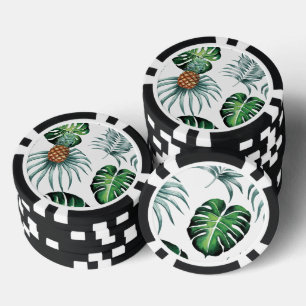 Pineapple Tropical Watercolor Jungle Palm Pattern Poker Chips