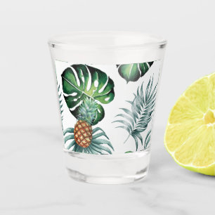Pineapple Tropical Watercolor Jungle Palm Pattern Shot Glass