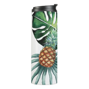 Pineapple Tropical Watercolor Jungle Palm Pattern Thermal Tumbler