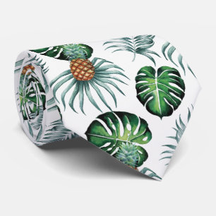 Pineapple Tropical Watercolor Jungle Palm Pattern Tie