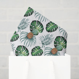 Pineapple Tropical Watercolor Jungle Palm Pattern Tissue Paper
