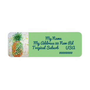 Pineapple Tropical Watercolor Return Address Label