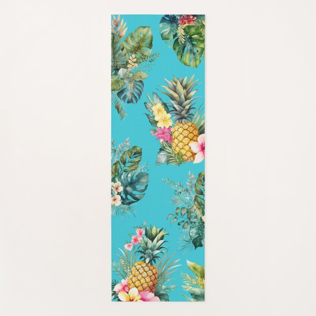 Pineapple Tropical Yoga Mat Blue (Front)