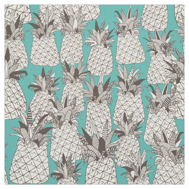 pineapple turquoise sea fabric (Swatch)