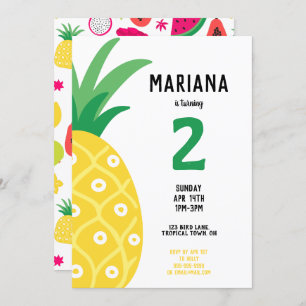 Pineapple Tutti Frutti Fruit Birthday Party Invitation
