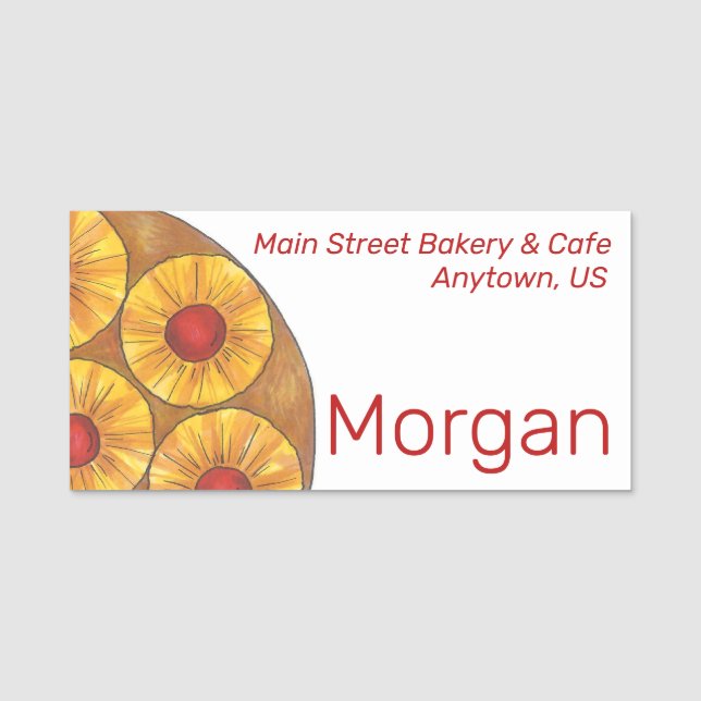 Pineapple Upside Down Cake Bakery Cafe Name Tag (Front)