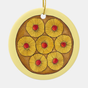 Pineapple Upside Down Cake Cherries Baking Dessert Ceramic Tree Decoration