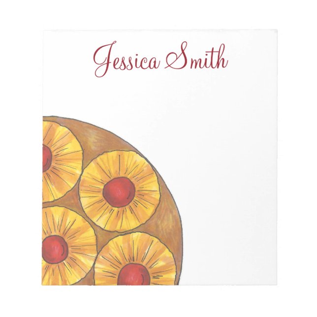 Pineapple Upside Down Cake Maraschino Cherries Notepad (Front)