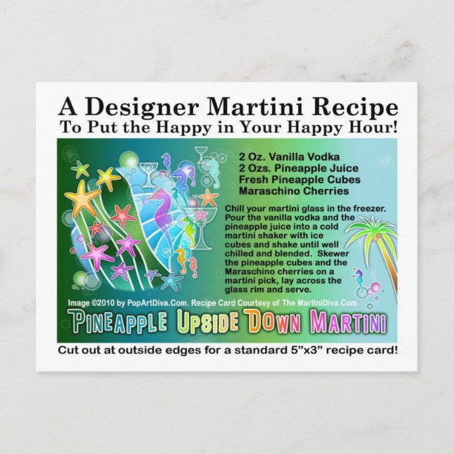 Pineapple Upside Down Tropical Martini Recipe Card (Front)