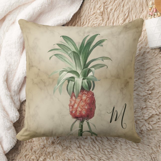Pineapple Vintage Tropical Elegant Monogram Cushion (Blanket)
