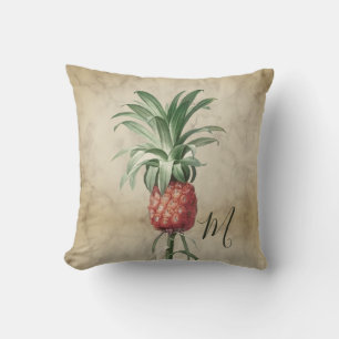 Pineapple Vintage Tropical Elegant Monogram Cushion