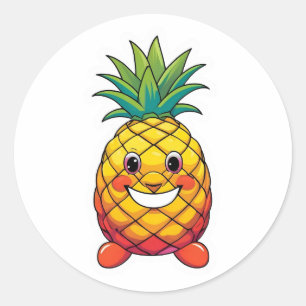 Pineapple Watercolor Classic Round Sticker