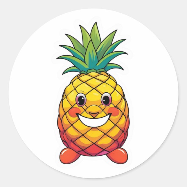Pineapple Watercolor  Classic Round Sticker (Front)