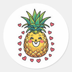 Pineapple Watercolor Classic Round Sticker