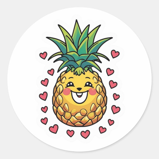 Pineapple Watercolor  Classic Round Sticker (Front)