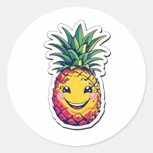 Pineapple Watercolor Classic Round Sticker