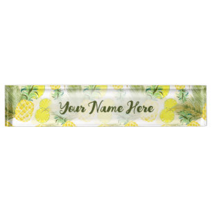 Pineapple Watercolor Fresh Summer Pattern Nameplate