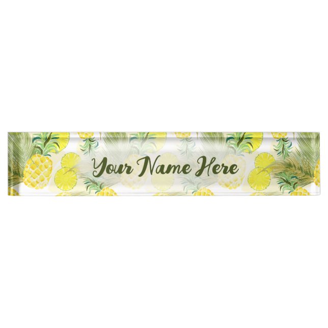 Pineapple Watercolor Fresh Summer Pattern Nameplate (Front)