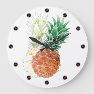 Pineapple, watercolor . large clock