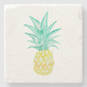 Pineapple Watercolor Marble Stone Coaster