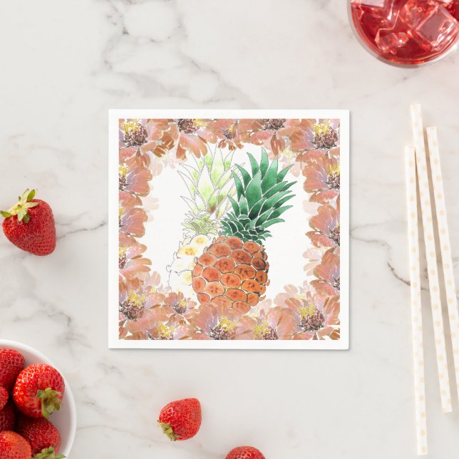 Pineapple, watercolor . napkin (Insitu)