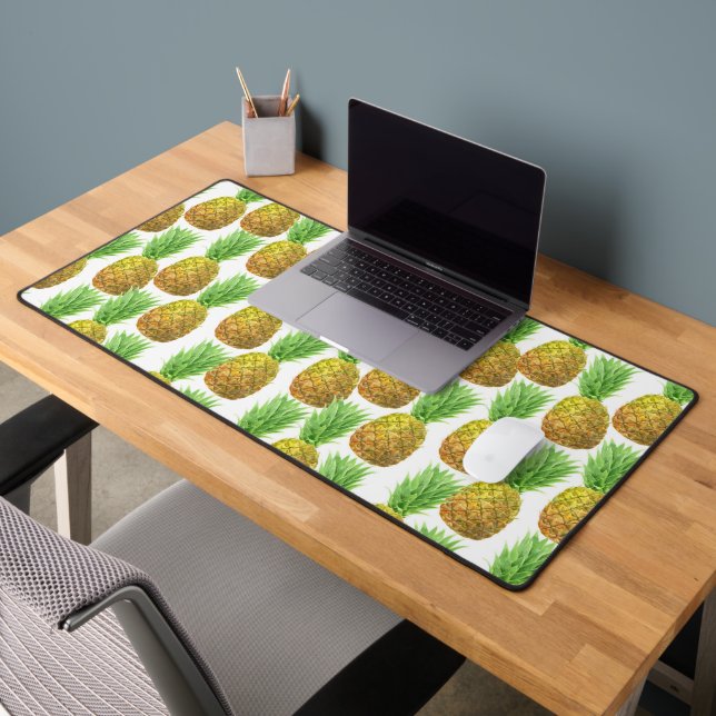 Pineapple watercolor pattern desk mat (Office 2)