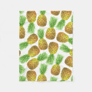 Pineapple watercolor pattern fleece blanket