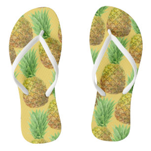 Pineapple watercolor pattern flip flops