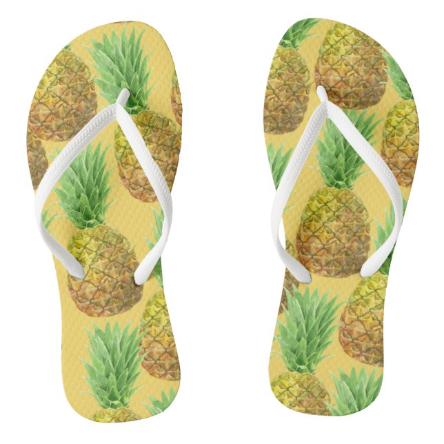 Pineapple watercolor pattern flip flops (Footbed)