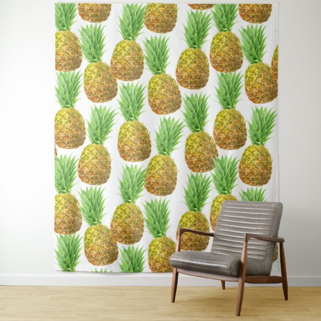 Pineapple watercolor pattern tapestry (In Situ)