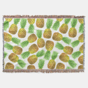 Pineapple watercolor pattern throw blanket
